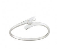 Bague Or blanc 9 carats Solitaire Oxyde